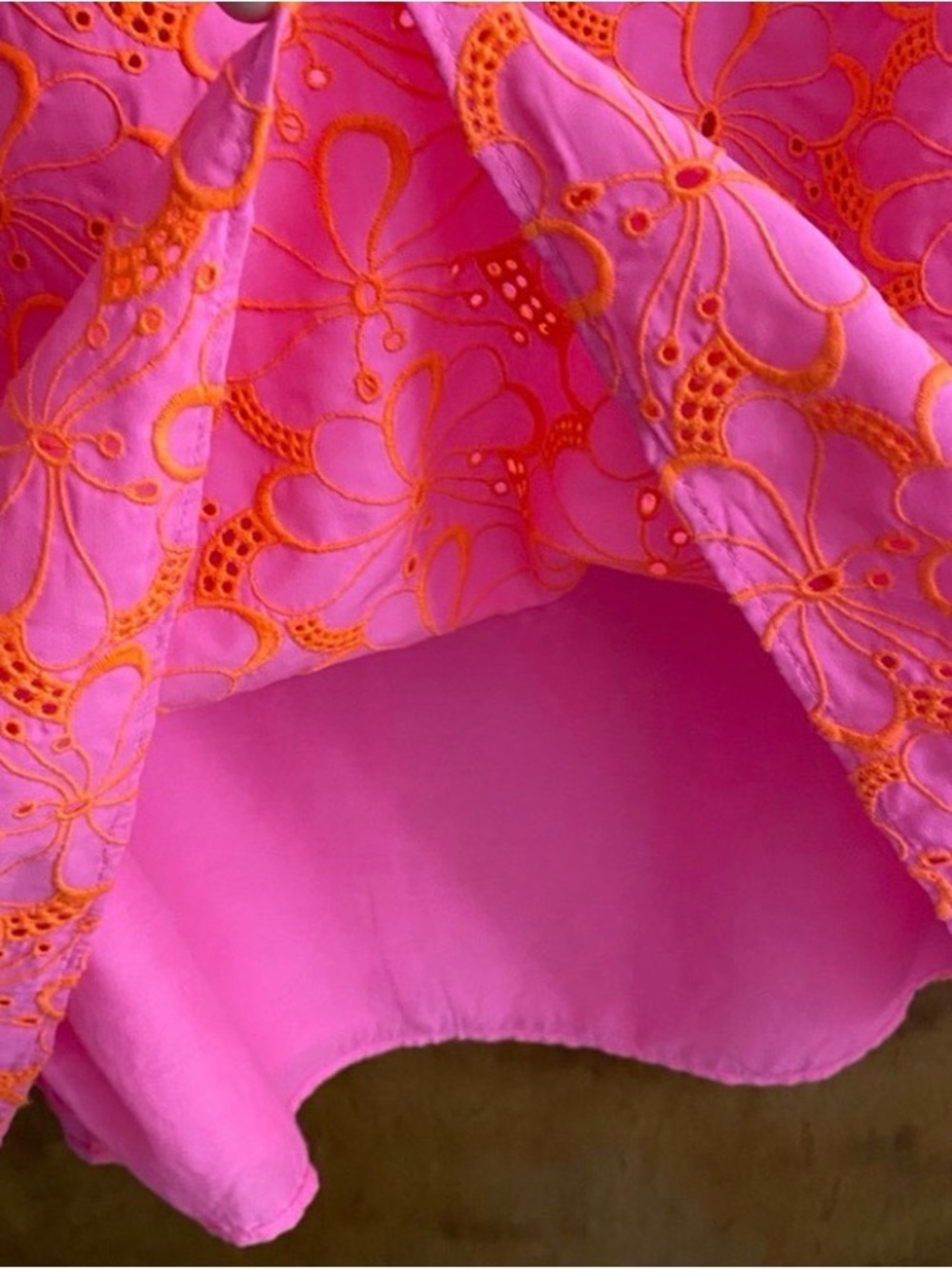 Lilly Pulitzer Pink Eyelet Lailah Tunic | XL | Orange Embroidered Flowers - Picture 9 of 13